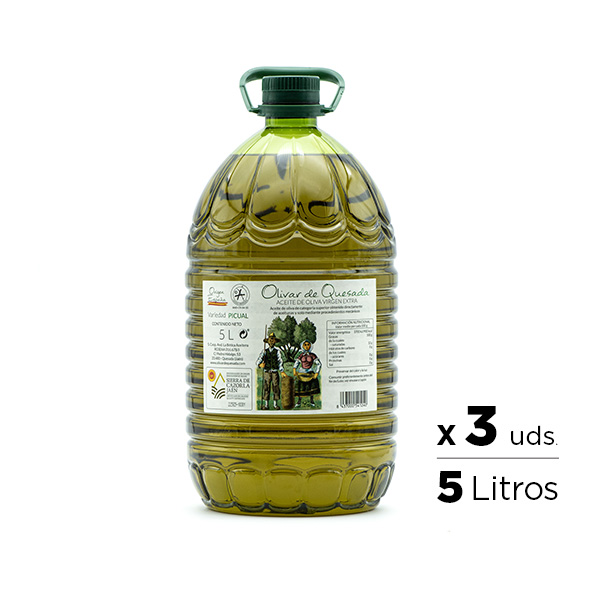 Aceite de Oliva Virgen Extra en garrafa 5 litros (Caja 3 uds)